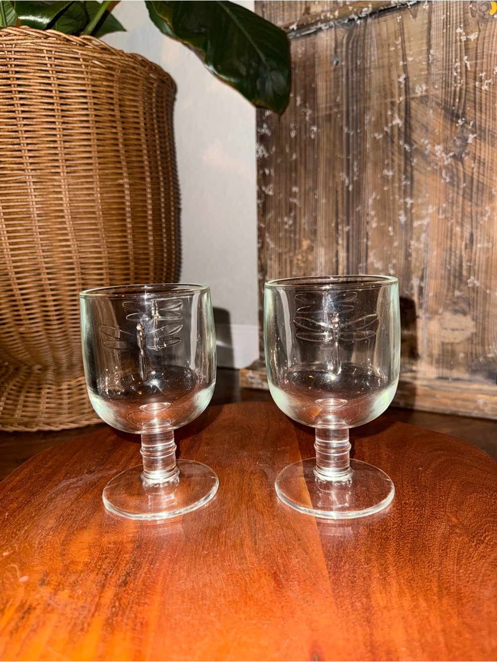 La Rochère Dragonfly Wine Glass Goblet Pair
